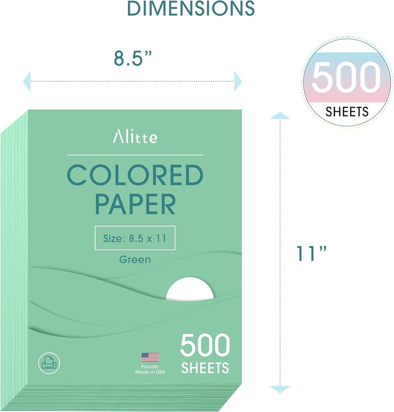 Alitte Colored Paper 500-Sheets - Green Paper, 8.5 x 11 Colored Printer Paper, Arts & Crafts, DIY Projects - School & Office Supplies - Pastel Copy Paper, 1 Ream, Made in the USA - Image 3